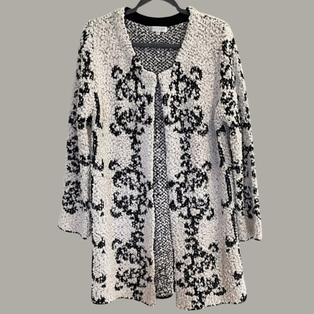 Solitaire Boucle Knit Open-Front Cardigan